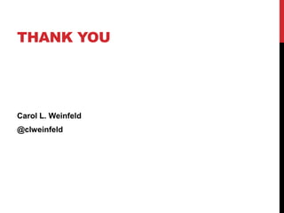 THANK YOU




Carol L. Weinfeld
@clweinfeld
 