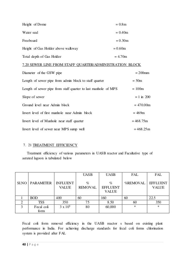 internship report on performance of sewage treatment plant