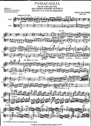 + HäNdel Halvorsen   Passacaglia (Duo Per Violino E Viola)