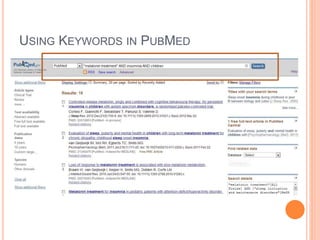 USING KEYWORDS IN PUBMED
 
