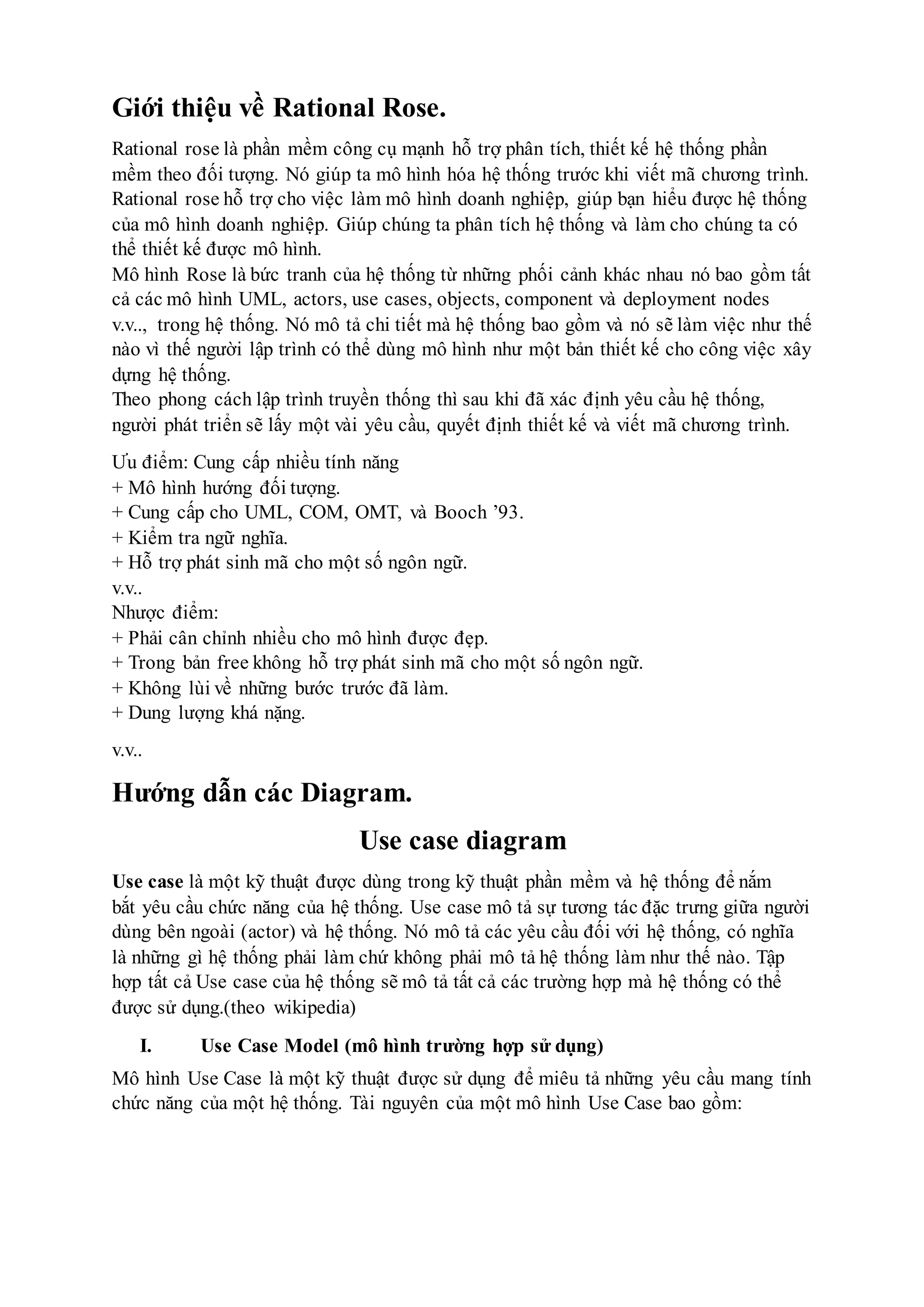 Giới thiệu về Rational Rose và Các diagram | DOCX
