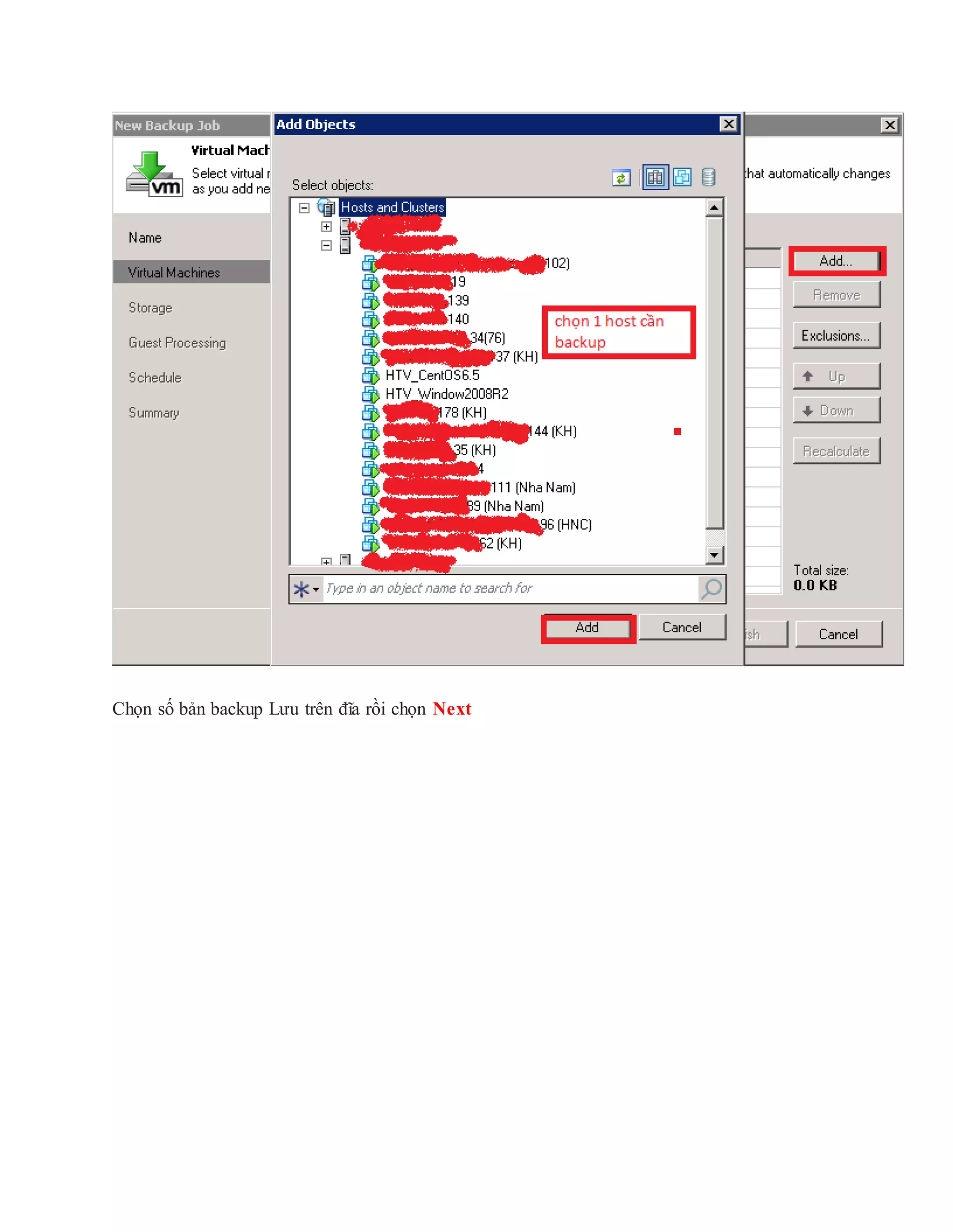 Chọn số bản backup Lưu trên đĩa rồi chọn Next
 