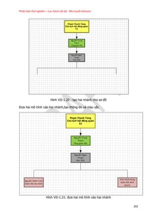 Phiên bản thử nghiệm – Lưu hành nội bộ - Microsoft Vietnam
202
Hình VII-1.20 : tạo hai nhánh cho sơ đồ
Đưa hai mô hình vào hai nhánh,tạo thông tin và màu sắc.
Hình VII-1.21: đưa hai mô hình vào hai nhánh
 