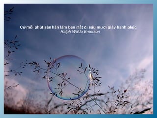 Cứ mỗi phút sân hận làm bạn mất đi sáu mươi giây hạnh phúc
Ralph Waldo Emerson
 