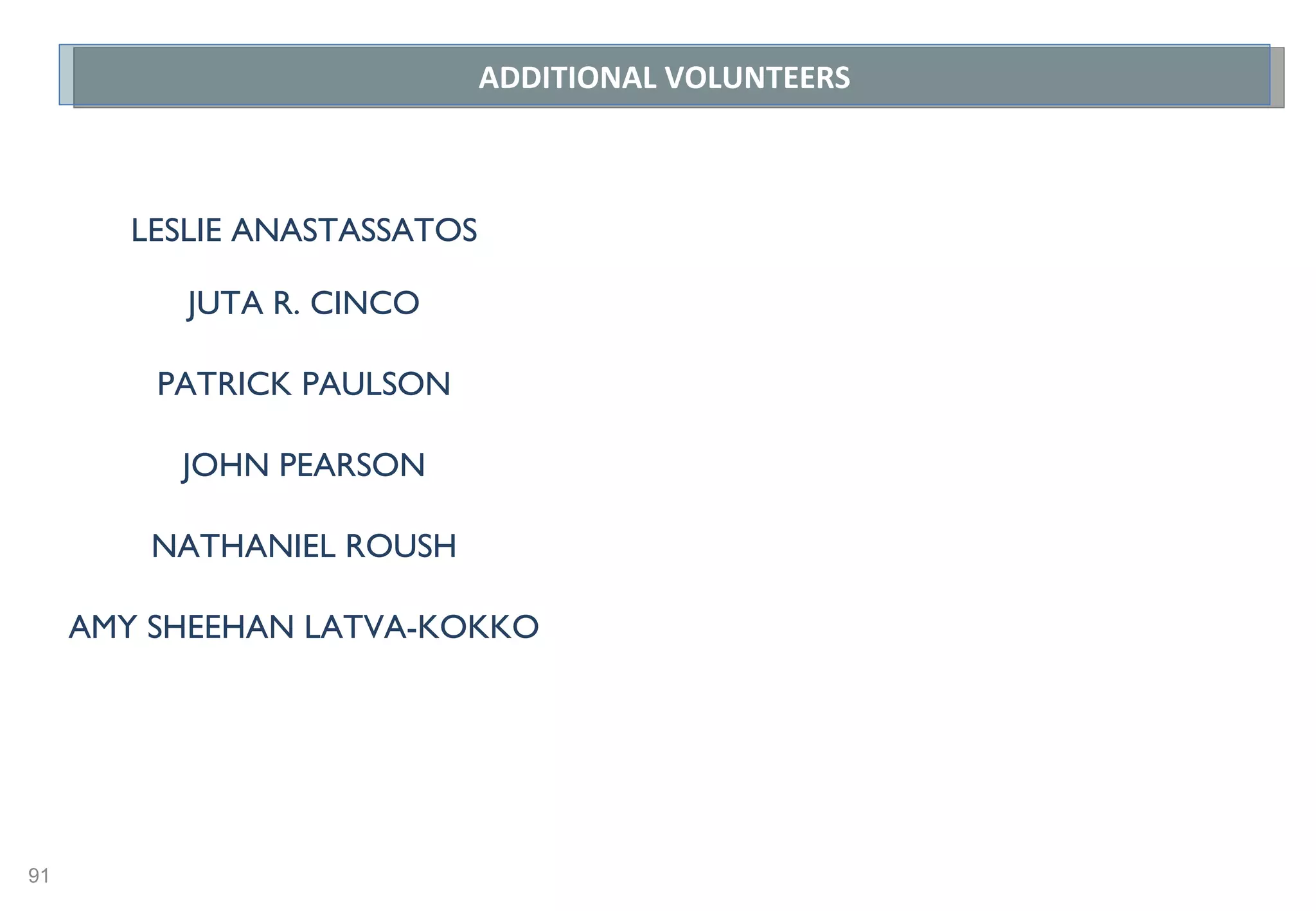 DAVID TURNER CEO Turner Duckworth Branding &Design ANDY BARKETT Facebook SONNY AULAKH CEO Greenlight Apparel VANESSA GETTY Philanthropist MARCI GLAZER Philanthropist NORMAN HANTZSCHE CEO, Questa Engineering DANIEL KAMMEN Prof., UC Berkeley World Bank Specialist Renewable Energy KENNETH KAO Lecturer, Harvard CEO, Kao Design Group JONATHAN KAPLAN Founder, Pure Digital/Flip Video Founder, The Melt YEMA KHALIF MANYANKI Web Designer HNP Community Organizer CONNIE NIELSEN Actor, HNP Project Leader JOYCE ONEKO Attorney, Community Organizer Founder, Mama Na Dada WILLIAM OGUTU CEO 11 Brothers Security HNP Community Organizer PAUL POSPISIL Geologist, Questa Engineering DAN PRULL Energy Director, Redhorse Constructors, Energy Design JOHN TODD CEO, Ecological Design DAVID WARNER CEO, Redhorse Construtors HNP Project Leader MEGAN WARNER Web Designer, City Winery JIM WUNDERMAN CEO Bay Area Council Lecturer, UC Davis HNP COLLABORATORS STEFANIE COYOTE Singer, HNP organizer JOHN O ’CONNOR Dean, Brookhouse International School JULIET DIMA HNP Kenya Project leader, Trainee Program ULRICH T. NIELSEN Project Manager, Insightformation, Software development JEDIDA ONEKO Journalist HNP COMMUNICATIONS LYNN YOUNGLOVE Producer PATRICIA TURNER Vice-provost, Undergraduate Studies  UC Davis JULIE RENE Managing Partner, Provident Management LESLIE ANASTASSATOS Non-Profit management JOSHUA NYABERI AVP Account executive Kensington Management group PROFESSOR RAPHAEL MUNAVU University of Nairobi, Commission of Revenue Allocation SEBASTIAN SARTOR Music Producer, Student, Web 2.0 social media marketing MIKE SINESI, Architect, Kao Design JONATHAN TODD President, Ecological Design SETH HOLMES Architect, Kao Design AMY LATTVA-KOKKO Architect, Kao Design 