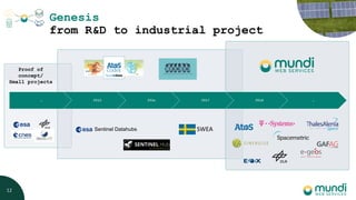 Genesis
from R&D to industrial project
… 2015 2016 2017 2018 …
Proof of
concept/
Small projects
12
Sentinel Datahubs SWEA
 