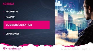 Agenda
06.02.2018 10
 Prototype
 RAMP-UP
 Challenges
Commercialisation
03.04.2017Open Telekom Cloud for HNSciCloud Pilot 10
 