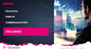 Agenda
06.02.2018 14
 Prototype
 RAMP-UP
 Commercialisation
Challenges
03.04.2017Open Telekom Cloud for HNSciCloud Pilot 14
 
