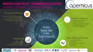 HNSCICLOUD pILOT - Commercialisation
example UPTAKE - Copernicus DIAS
13
Solution / Services
Sales & Business Model
Ecosys...