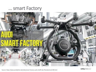 The Internet of Things has the Power to
Revolutionize Everything
Source: https://www.produktion.de/video/smart-factory-audi-schafft-das-fliessband-ab-290.html
… smart Factory
 
