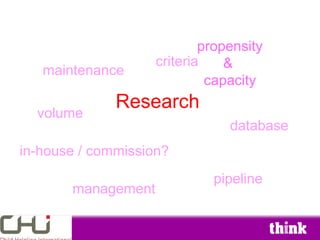 Researching your prospects

• Start with your database – they already love
  you!
• Use research companies or employ a
  r...