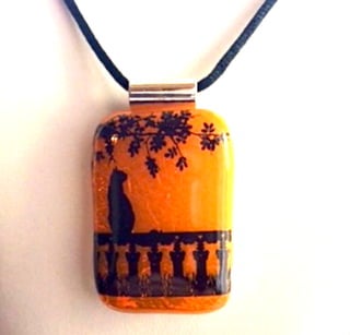 Hallow's Eve Fused Dichroic Glass Pendant Necklace