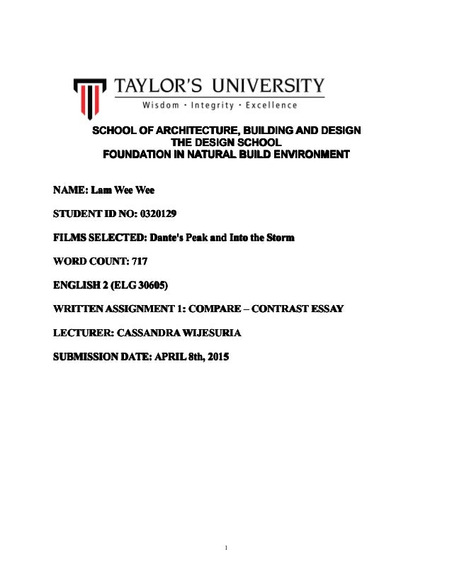 Cover Page English II Assignment 1