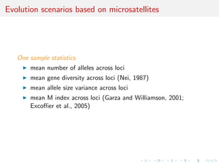 c theory input to available statistical softwares, 
to machine-learning alternatives, to pure noise) 
I ABC reference table involving model index, parameter values 
and summary statistics for the associated simulated 
pseudo-data 
run R randomforest to infer M from (s1i , . . . , spi ) 
at each step O( 
p 
p) indices sampled at random and most 
discriminating statistic selected, by minimising entropy Gini loss 
 