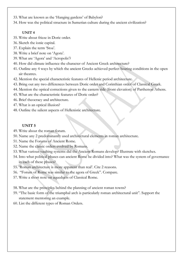 HISTORY OF ARCHITECTURE question bank | PDF