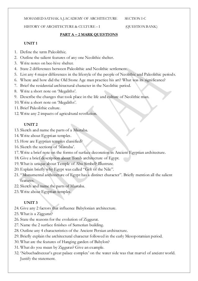 History of architecture question paper