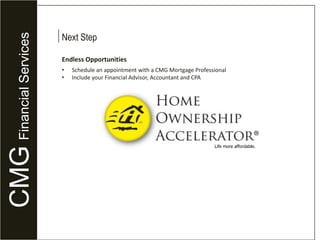 Your own cash-flow determines the average daily balanceCMGFinancial Services$300,000DepositNet Gain:$5704Variable Rate: 7.15% avg.(assuming hyper inflation)Interest is computedon the Average Daily BalanceDepositExpensesDepositExpenses$294,296ExpensesMo 1Mo 2Mo 3