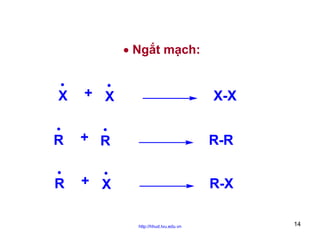 • Ngắt mạch:

X

+ X

X-X

R

+ R

R-R

R

+ X

R-X
http://hhud.tvu.edu.vn

14

 