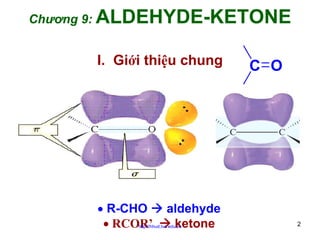 Chương 9: ALDEHYDE-KETONE

I. Giới thiệu chung

• R-CHO
• RCOR’

aldehyde
ketone

http://hhud.tvu.edu.vn

C O

2

 