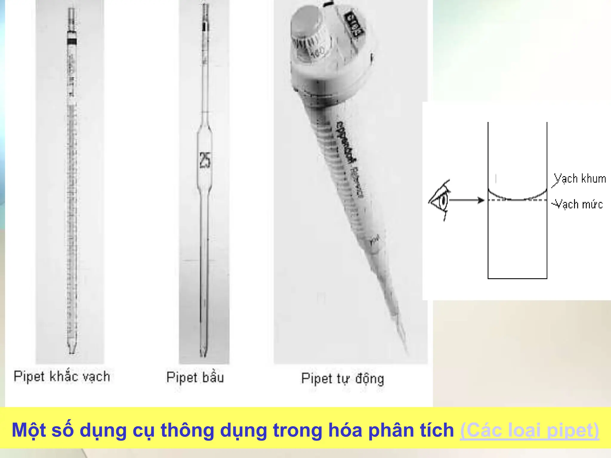 Một số dụng cụ thông dụng trong hóa phân tích (Các loại pipet)
 