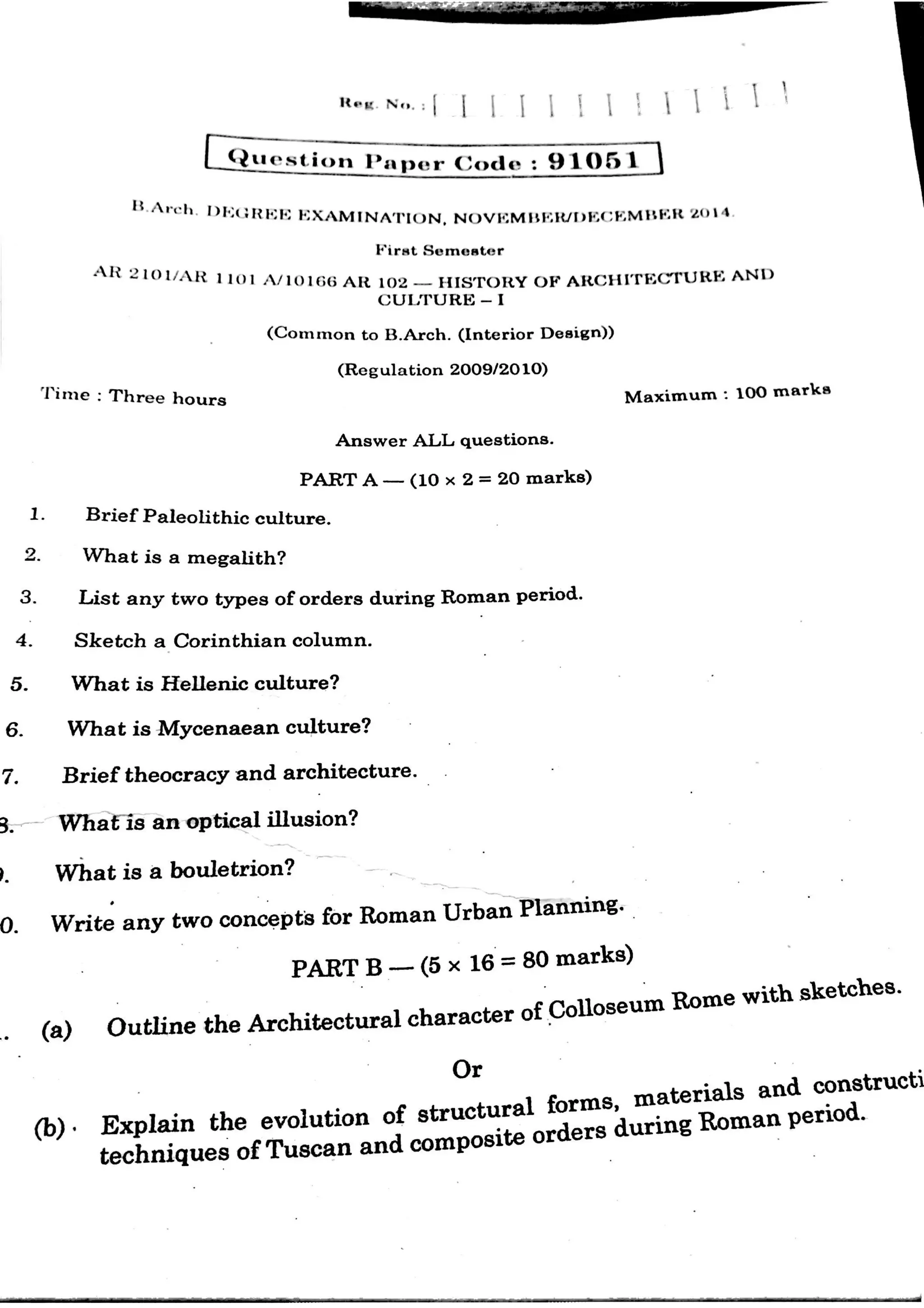 HISTORY OF ARCHITECTURE question papers | PDF