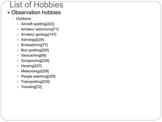 Observation Hobbies Hobbies and interest | PPTX