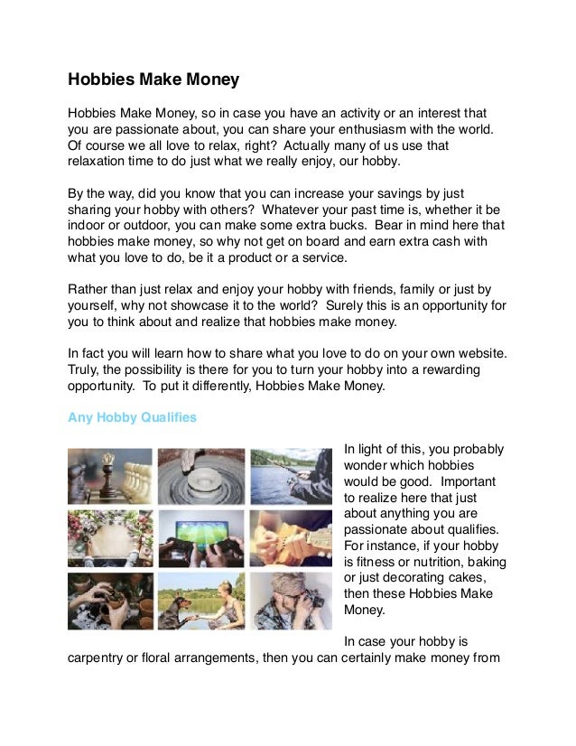 Hobbies Make Money - hobbies make money hobbies make money so in case you have an activity or an