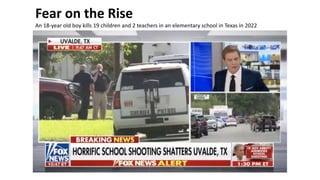 Fear on the Rise
An 18-year old boy kills 19 children and 2 teachers in an elementary school in Texas in 2022
 