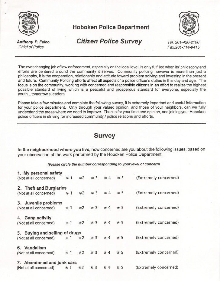Hoboken Police Survey 2009