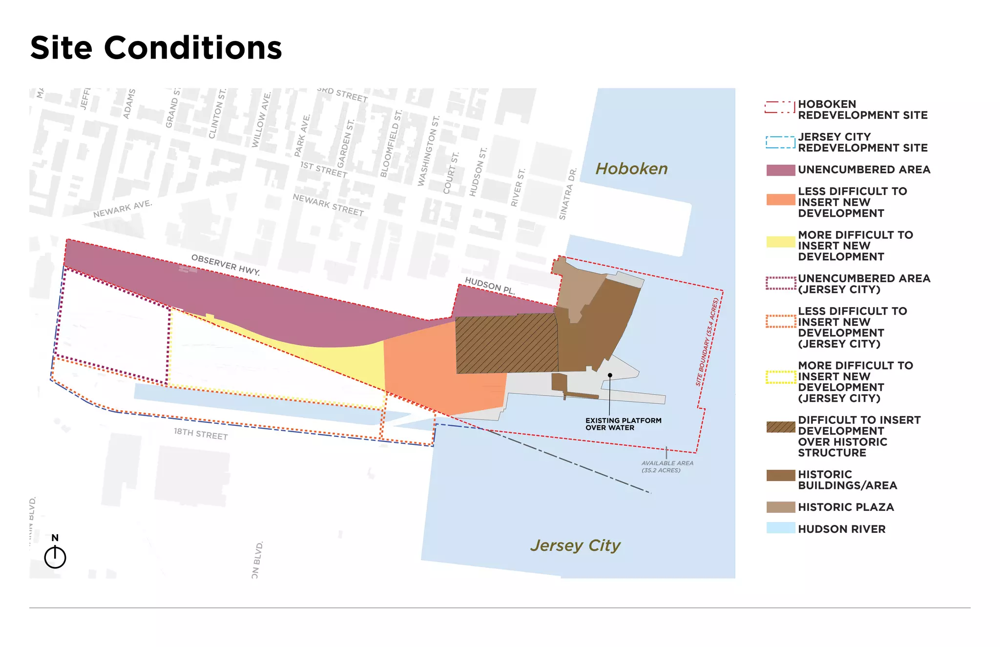 Site Conditions
                    E                                                                    3RD




                                              T
          MA




                                                                                               STRE




                                                            ST.
                                MS
                   JEFF




                                          ND S




                                                                           E.
                                                                                                    ET
                                                                                                                                                                                                                                                 HOBOKEN




                                                                            AV
                               ADA




                                                        TON
                                                                                                                                                                                                                                                 REDEVELOPMENT SITE




                                                                                                               ST.
                                         GRA




                                                                         OW




                                                                                  AVE.




                                                                                                                                .
                                                                                                                            N ST
                                                                                                 ST.
                                                      CLIN




                                                                                                           IELD
                                                                     WILL
                                                                                                                                                                                                                                                 JERSEY CITY




                                                                                                DEN
                                                                                 PARK




                                                                                                                        GTO
                                                                                                                                                                                                                                                 REDEVELOPMENT SITE




                                                                                                          OMF




                                                                                                                                                   ST.
                                                                                               GAR




                                                                                                                                           T.
                                                                                                                         HIN


                                                                                                                                       RT S
                                                                                   1ST S
                                                                                                                                                                                     Hoboken




                                                                                                         BLO




                                                                                                                                                   SON
                                                                                        TREE                                                                                                                                                     UNENCUMBERED AREA




                                                                                                                                                                              R.
                                                                                                                     WAS




                                                                                                                                                                 .
                                                                                            T




                                                                                                                                                             R ST




                                                                                                                                                                          RA D
                                                                                                                                    COU


                                                                                                                                                HUD
                                                                                                                                                                                                                                                 LESS DIFFICULT TO




                                                                                                                                                         RIVE
                                                                                 NEW
                                                                                                                                                                                                                                                 INSERT NEW




                                                                                                                                                                            T
                                    E.                                              ARK
                                K AV




                                                                                                                                                                        SINA
                                                                                        STRE
                          NEWAR                                                              ET                                                                                                                                                  DEVELOPMENT

                                                                                                                                                                                                                                                 MORE DIFFICULT TO
                                                                                                                                                                                                                                                 INSERT NEW
                                                  OBS
                                                      ERVE                                                                                                                                                                                       DEVELOPMENT
                                                                  R HW
                                                                      Y.
                                                                                                                                                HUD
                                                                                                                                                   SON
                                                                                                                                                                                                                                                 UNENCUMBERED AREA
                                                                                                                                                       PL.                                                                                       (JERSEY CITY)




                                                                                                                                                                                                                                        S)
                                                                                                                                                                                                                                    ACRE
                                                                                                                                                                                                                                                 LESS DIFFICULT TO
                                                                                                                                                                                                                                                 INSERT NEW




                                                                                                                                                                                                                              (53.4
                                                                                                                                                                                                                                                 DEVELOPMENT
                                                                                                                                                                                                                                                 (JERSEY CITY)




                                                                                                                                                                                                                         DARY
                                                                                                                                                                                                                     BOUN
                                                                                                                                                                                                                                                 MORE DIFFICULT TO
                                                                                                                                                                                                                                                 INSERT NEW




                                                                                                                                                                                                                SITE
                                                                                                                                                                                                                                                 DEVELOPMENT
                                                                                                                                                                                                                                                 (JERSEY CITY)




                                                                                                                                                                                                                                             H
                                                                                                                                                                                   EXISTING PLATFORM                                             DIFFICULT TO INSERT
                                                                                                                                                                                   OVER WATER
                                            18TH ST
                                                    REET                                                                                                                                                                                         DEVELOPMENT
                                                                                                                                                                                                                                                 OVER HISTORIC
                                                                                                                                                                                                                                                 STRUCTURE
                                                                                                                                                                                               AVAILABLE AREA
                                                                                                                                                                                               (35.2 ACRES)
                                                                                                                                                                                                                                                 HISTORIC
                                                                                                                                                                                                                                                 BUILDINGS/AREA
        LVD.




                                                                                                                                                                                                                                                 HISTORIC PLAZA
MARIN B




                                                                                                                                                                                                                                                 HUDSON RIVER
               N
                                                                                                                                                                     Jersey City
                                                                       D.
                                                                     ON BLV
 
