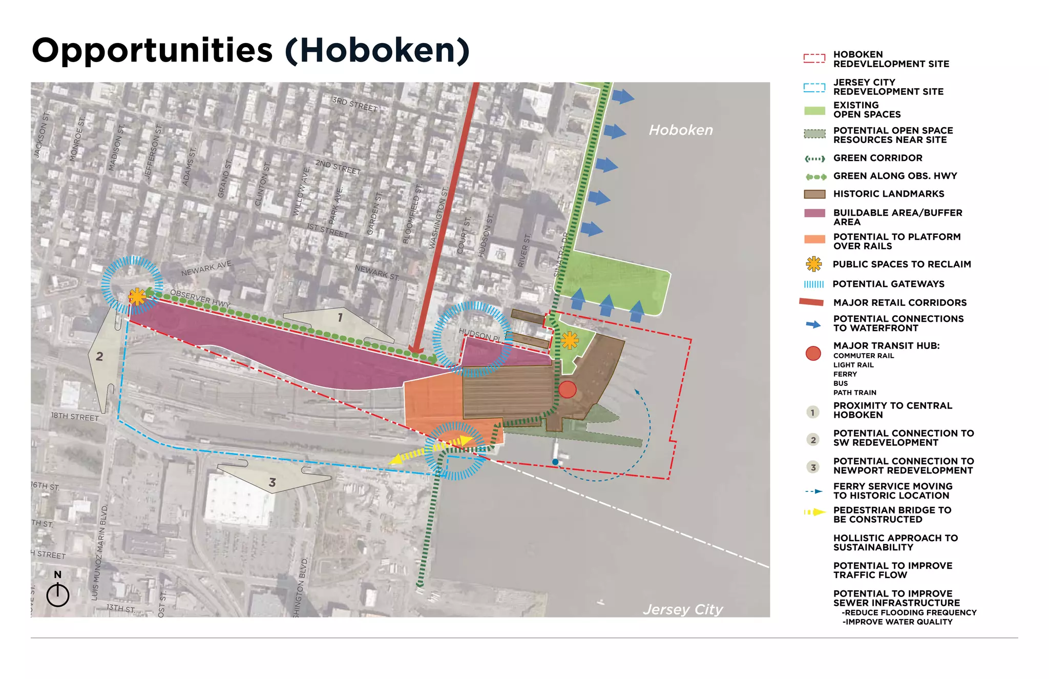 Opportunities (Hoboken)                                                                                                                                                                                                                                      HOBOKEN
                                                                                                                                                                                                                                                                 REDEVLELOPMENT SITE

                                                                                                                                                                                                                                                                 JERSEY CITY
                                                                                                                                                                                                                                                                 REDEVELOPMENT SITE
                                                                                                                                       3RD
                                                                                                                                                STRE                                                                                                             EXISTING
                                                                                                                                                     E T
                                                                                                                                                                                                                                                                 OPEN SPACES
               .
           N ST




                           ST.




                                                                                                                                                                                                                                               Hoboken
                                                                       .
                                                       ST.
                                                                                                                                                                                                                                                                 POTENTIAL OPEN SPACE

                                                                   N ST
                          ROE
        SO




                                                                                                                                                                                                                                                                 RESOURCES NEAR SITE
                                                      ISON
    JACK




                                                                 ERSO
                         MON




                                                                                        T.
                                                                                                                                                                                                                                                                 GREEN CORRIDOR


                                                                                    MS S
                                                     MAD




                                                                                                                                 2ND




                                                                                                    T.
                                                                JEFF




                                                                                                              ST.
                                                                                                                                       STRE




                                                                                                ND S
                                                                                                                                            E




                                                                                                                          E.
                                                                                                                                                 T
                                                                                   ADA
                                                                                                                                                                                                                                                                 GREEN ALONG OBS. HWY




                                                                                                                           AV
                                                                                                          TON
                                                                                               GRA




                                                                                                                                                                           ST.
                                                                                                                        OW




                                                                                                                                       AVE.




                                                                                                                                                                                            .
                                                                                                                                                                                        N ST
                                                                                                                                                                                                                                                                 HISTORIC LANDMARKS




                                                                                                         CLIN




                                                                                                                                                         ST.



                                                                                                                                                                       IELD
                                                                                                                    WILL




                                                                                                                                                      DEN




                                                                                                                                                                                    GTO
                                                                                                                                   PARK
                                                                                                                                                                                                                                                                 BUILDABLE AREA/BUFFER




                                                                                                                                                                      OMF




                                                                                                                                                                                                                ST.
                                                                                                                                                                                                                                                                 AREA




                                                                                                                                                                                                        T.
                                                                                                                                                     GAR




                                                                                                                                                                                     HIN
                                                                                                                              1ST S




                                                                                                                                                                                                    RT S
                                                                                                                                   TREE




                                                                                                                                                                                                                SON
                                                                                                                                                                     BLO
                                                                                                                                            T




                                                                                                                                                                                                                                         DR.
                                                                                                                                                                                                                                                                 POTENTIAL TO PLATFORM




                                                                                                                                                                                 WAS




                                                                                                                                                                                                                                 .
                                                                                                                                                                                                                             R ST
                                                                                                                                                                                                COU
                                                                                                                                                                                                                                                                 OVER RAILS




                                                                                                                                                                                                             HUD




                                                                                                                                                                                                                                         TRA
                                                                                                                                                                                                                            RIVE
                                                                                               AVE.                                                                                                                                                              PUBLIC SPACES TO RECLAIM




                                                                                                                                                                                                                                     SINA
                                                                                      ARK                                                        NEW
                                                                                   NEW                                                              ARK
                                                                                                                                                               ST.
                                                                                                                                                                                                                                                                 POTENTIAL GATEWAYS
                                                                                 OBS
                                                                                    ERVE
                                                                                             R HW                                                                                                                                                                MAJOR RETAIL CORRIDORS
                                                                                                 Y.
                                                                                                                                        1                                                                                                                        POTENTIAL CONNECTIONS
                                                                                                                                                                                                 HUD                                                             TO WATERFRONT
                                                                                                                                                                                                    SON
                                                                                                                                                                                                                      PL.
                                                                                                                                                                                                                                                                 MAJOR TRANSIT HUB:
                                       2                                                                                                                                                                                                                         COMMUTER RAIL
                                                                                                                                                                                                                                                                 LIGHT RAIL
                                                                                                                                                                                                                                                                 FERRY
                                                                                                                                                                                                                                                                 BUS
                                                                                                                                                                                                                                                                 PATH TRAIN
                                                                                                                                                                                                                                                                 PROXIMITY TO CENTRAL
                   18TH STREET                                                                                                                                                                                                                               1   HOBOKEN
                                                                                                                                                                                                                                                                 POTENTIAL CONNECTION TO
                                                                                                                                                                                                                                                             2   SW REDEVELOPMENT

                                                                                                                                                                                                                                                                 POTENTIAL CONNECTION TO
                                                                                                                                                                                                                                                             3   NEWPORT REDEVELOPMENT
   16TH ST
          .
                                                                                                                3                                                                                                                                                FERRY SERVICE MOVING
                                                                                                                                                                                                                                                                 TO HISTORIC LOCATION
                                          BLVD.




                                                                                                                                                                                                                                                                 PEDESTRIAN BRIDGE TO
 5TH ST.                                                                                                                                                                                                                                                         BE CONSTRUCTED
                                          OZ MARIN




                                                                                                                                                                                                                                                                 HOLLISTIC APPROACH TO
   H STREE
                                                                                                                                                                                                                                                                 SUSTAINABILITY
                     T
                                                                                                                             .
                                                                                                                       N BLVD




                                                                                                                                                                                                                                                                 POTENTIAL TO IMPROVE
                                 LUIS MUN




                   N                                                                                                                                                                                                                                             TRAFFIC FLOW
ROVE ST.




                                                                                                                         TO




                                                                                                                                                                                                                                                                 POTENTIAL TO IMPROVE
                                                                       OST ST.




                                                                                                                    SHING




                                                                                                                                                                                                                                                                 SEWER INFRASTRUCTURE
                                                     13TH ST
                                                            .                                                                                                                                                                                  Jersey City        -REDUCE FLOODING FREQUENCY
                                                                                                                                                                                                                                                                  -IMPROVE WATER QUALITY
 