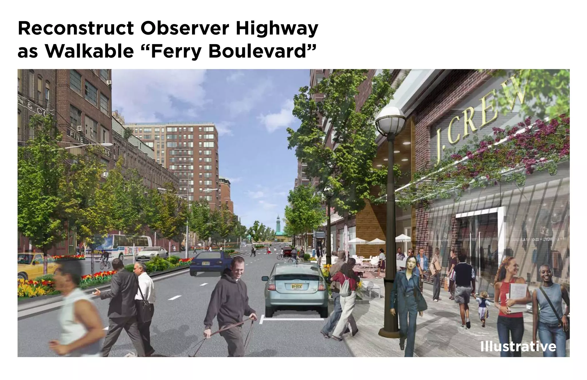 Reconstruct Observer Highway
as Walkable “Ferry Boulevard”




                                Illustrative
 