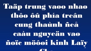 38
Ta?p trung va?o nha?
th?? ?? pha tre?n
cung thanh ?e?
cau nguye?n va?
?o?c m???i kinh La?y
 