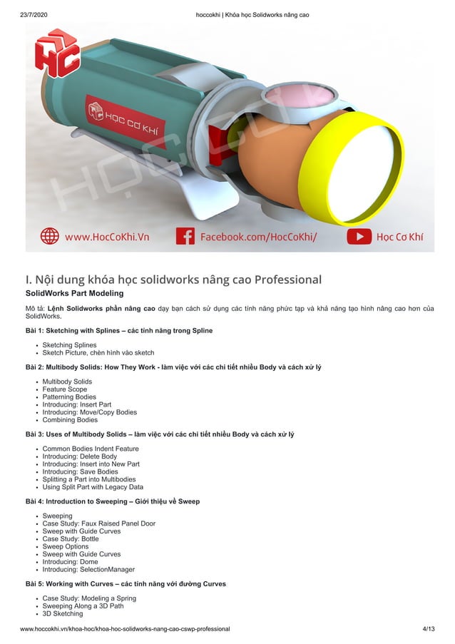 hoccokhi.vn Khóa học Solidworks nâng cao | PDF