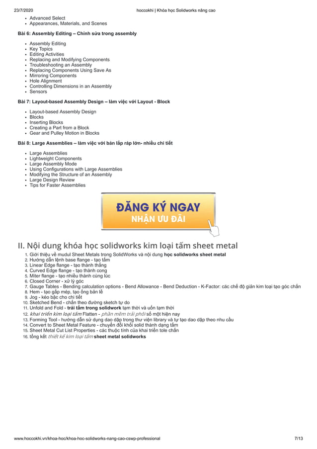 hoccokhi.vn Khóa học Solidworks nâng cao | PDF