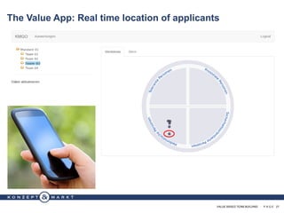 VALUE BASED TEAM BUILDING · P A G E 27
The Value App: Real time location of applicants
 