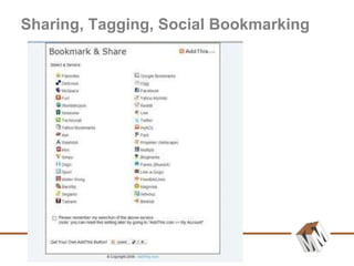 Sharing, Tagging, Social Bookmarking 
