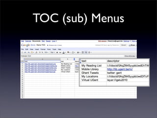 TOC (sub) Menus
 