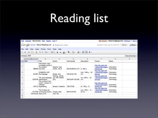 Reading list
 