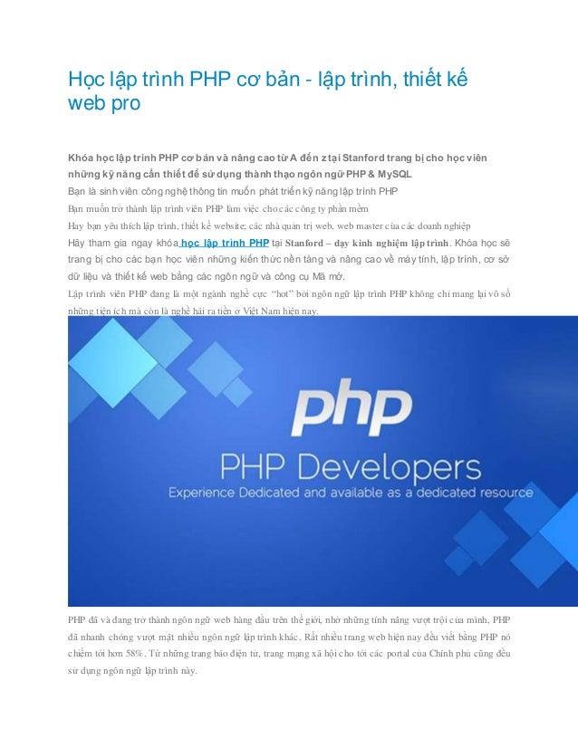 Hoc lap trinh php co ban lap trinh thiet ke web pro