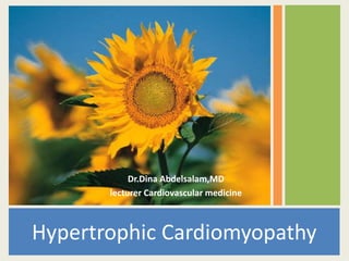 Hypertrophic Cardiomyopathy
Dr.Dina Abdelsalam,MD
lecturer Cardiovascular medicine
 