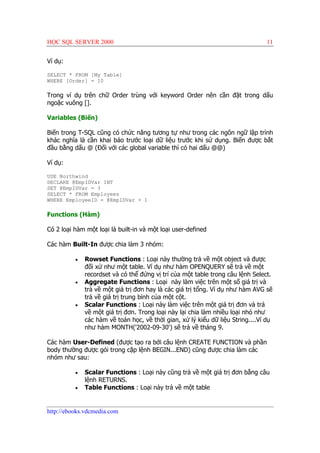 Hoc sql server 2000 | PDF