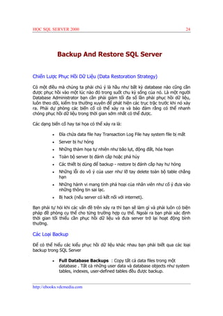 Hoc sql server 2000 | PDF