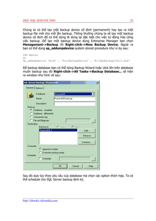 Hoc sql server 2000 | PDF