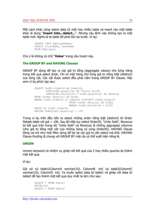 Hoc sql server 2000 | PDF