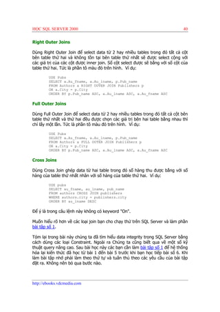 Hoc sql server 2000 | PDF