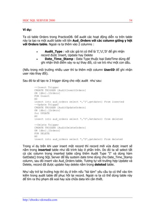 Hoc sql server 2000 | PDF