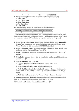 Hoc sql server 2000 | PDF