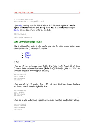 Hoc sql server 2000 | PDF