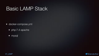 @danaluther
Basic LAMP Stack
docker-compose.yml
php:7.4-apache
mysql
01_LAMP
 
